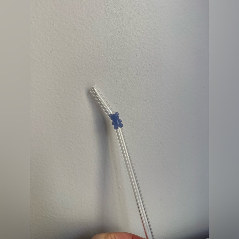 Blue Glass Gummy Bear Straw